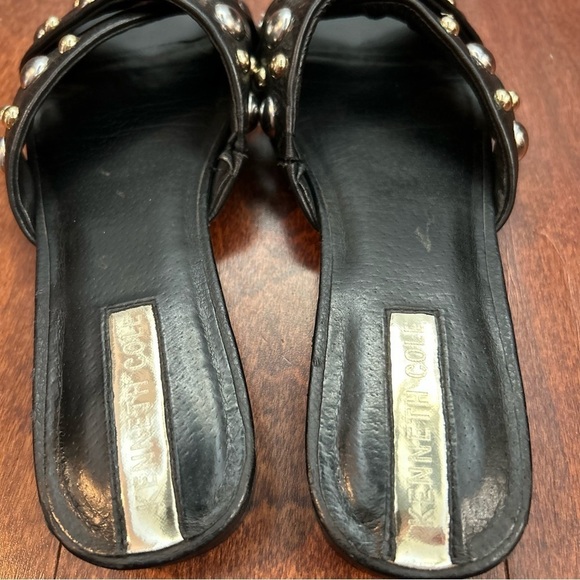 Kenneth Cole Verna Stud Slides in Black Leather, Mixed Metal, Size 7 - Picture 9 of 9